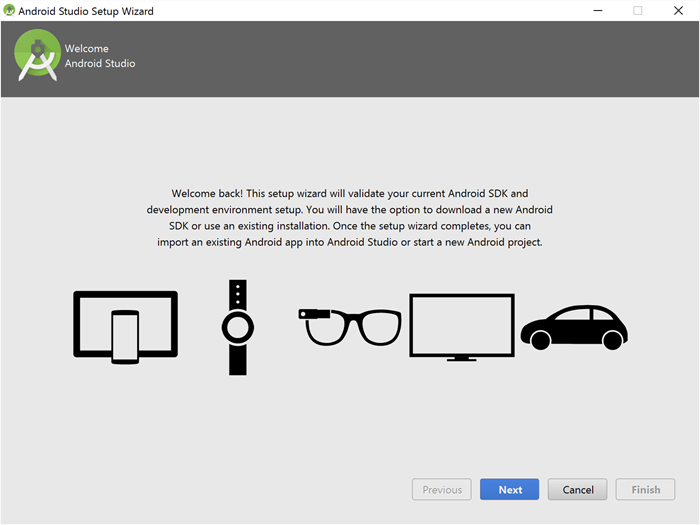 Android Studio Setup - Welcome Android Studio